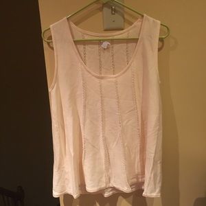 Baby Pink/Nude Colored Women’s Flowy Muscle Tank Top with Crochet Detail